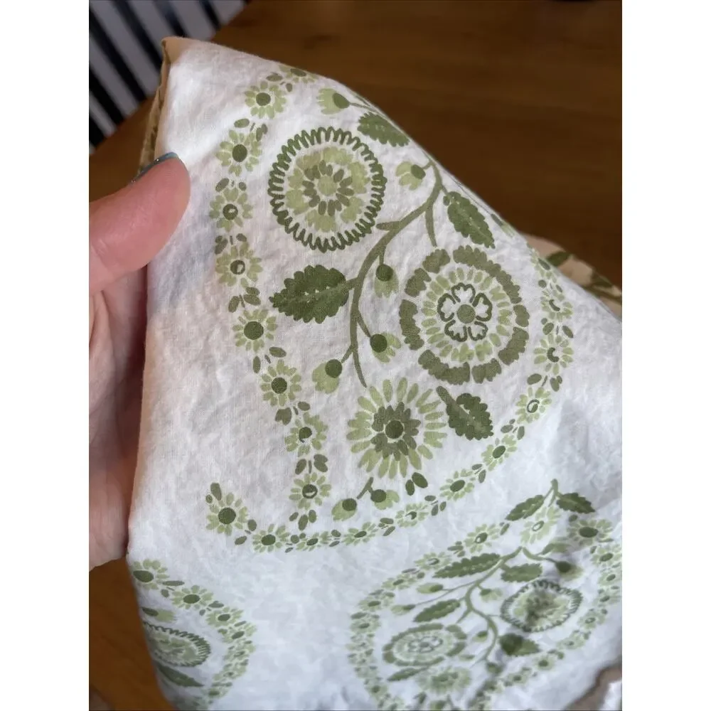 Garnet Hill Organic Cotton King Pillow Case Siesta Green Flower Paisley
